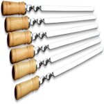 Lot de 6 brochettes de barbecue avec manche en bois et acier inoxydable pour grillades en ext�rieur, ...
