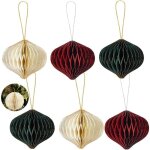 Lot de 6 centre de table de no�l, d�corations de no�l en papier nid d'abeille 3d, d�corations de f�te ...