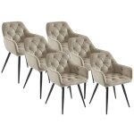 Lot de 6 chaises avec accoudoirs en velours et m�tal noir - beige - mobelia de pascal morabito