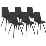 Idmarket - lot de 6 chaises ada noires liser blanc pied araigne pour salle  manger