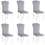 Lot de 6 chaises baroque louis chrome velours gris