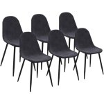 Lot de 6 chaises dali en velours gris fonc� pour salle � manger