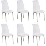 Homy france - lot de 6 chaises emma simili cuir blanc
