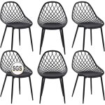 Lot de 6 chaises de jardin, de terrasse, avec pieds en mtal, repose - pieds rglable, pour l'extrieur, ...