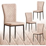 Lot de 6 chaises jymtom � dossier haut pour salle � manger / salon, si�ge en tissu simili cuir - beige ...
