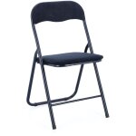 Lot de 6 chaises pliantes kiva ? assise velours c�tel� & pieds en acier - bleu