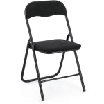 Lot de 6 chaises pliantes kiva ? assise velours c�tel� & pieds en acier - noir