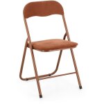 Lot de 6 chaises pliantes kiva ? assise velours c�tel� & pieds en acier - orange