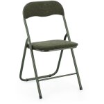 Lot de 6 chaises pliantes kiva ? assise velours c�tel� & pieds en acier - vert