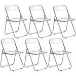 Lot de 6 chaises pliantes transparentes avec pieds en m�tal, style classique, pour salon, salle � manger, ...