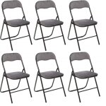Deconation - lot de 6 chaises pliantes en velours - gris - l 44 x p 45 x h 79 cm - livraison gratuite ...