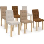 Lot de 6 chaises polga capitonn�es mix color taupe, beige et marron