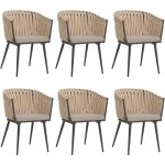 Lot de 6 chaises de salle à manger en aluminium hhg - 418, chaise d'intérieur avec accoudoirs, corde ... Lot de 6 chaises de salle à manger en aluminium hhg - 418, chaise d'intérieur avec accoudoirs, corde ...