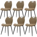 Lot de 6 chaises de salle  manger, chaise de cuisine, dossier en tissu et pieds en mtal - marron
