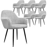 Lot de 6 chaises de salle  manger cuisine salon sjour - gris - assise sige rembourre en velours structure ...