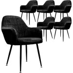 Lot de 6 chaises de salle  manger cuisine salon sjour - noir - assise sige rembourre en velours structure ...