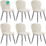Lewe - lot de 6 chaises de salle � manger, design coquillage, tissu chenille, doux et confortable, pieds ...