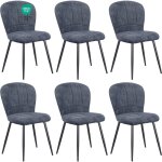 Lewe - lot de 6 chaises de salle � manger, design coquillage, tissu chenille, doux et confortable, pieds ...