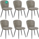 Lewe - lot de 6 chaises de salle � manger, design coquillage, tissu chenille, doux et confortable, pieds ...