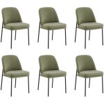 Lot de 6 chaises de salle � manger, pieds en m�tal, avec dossier, style moderne vert