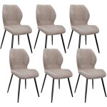 Lot de 6 chaises salle � manger, pieds en m�tal et rev�tement en � motif diamant, avec coussin en �ponge ...