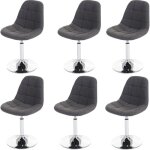 Lot de 6 chaises de salle à manger pivotante en textile gris clair et cadre en métal chromé 040007682 ... Lot de 6 chaises de salle à manger pivotante en textile gris clair et cadre en métal chromé 040007682 ...
