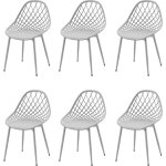 Lot de 6 chaises de salle � manger, en plastique, avec pieds en m�tal, pour cuisine, salon, jusqu'� 120 ...