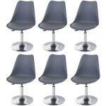 Lot de 6 chaises de salle  manger rglable en hauteur sige pivotant pvc et plastique gris fonc pitement ...