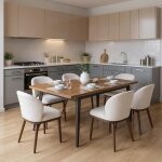 Lot de 6 chaises de salle � manger avec si�ge rembourr�, pieds en m�tal noir pour cuisine, salon, chambre, ...