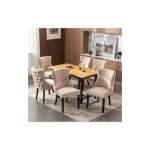 Wishdor - lot de 6 chaises de salle � manger en velours avec coutures boutonn�es, 4 pieds en bois massif ...