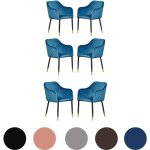 Lot de 6 chaises de salle � manger en velours verona - pieds en m�tal avec embouts dor�s - chaise de ...