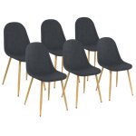 Idmarket - lot de 6 chaises scandinaves daphne en tissu gris fonc pour salle  manger