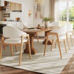 Lot de 6 chaises teddy blanches, velours respirant, pieds bois d?h�v�a 57. 5x54. 5x82. 5