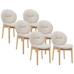Vente - unique - lot de 6 chaises en tissu et bois d'h�v�a - beige - isadio