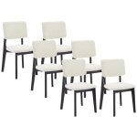 Vente - unique - lot de 6 chaises en tissu bouclette et bois d'hva - blanc et noir - jasmena