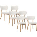 Lot de 6 chaises en velours c�tel� et bois d'h�v�a - blanc - toriel