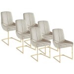 Vente - unique - lot de 6 chaises en velours et métal doré - beige - berlona Vente - unique - lot de 6 chaises en velours et métal doré - beige - berlona
