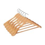 Lot de 6 cintres, en bois massif avec �paules tr�s larges, antid�rapants, pour costumes, chemises, manteaux, ...