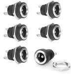 Lot de 6 connecteurs dc femelle 5, 5 x 2, 1 mm 2 broches dc power jack femelle dc encastrable