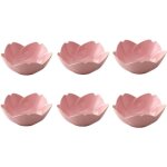 Lot de 6 coupelles sauce soja porcelaine motif cerisier, rose, usage maison