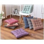 Lot de 6 coussins chaise carreaux caf� 45x45 cm, sangles rembourr�es, cuisine / jardin