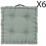 Pegane - lot de 6 coussins de sol carré, coussin d'assise en coton coloris vert céladon - longueur 40 ... Pegane - lot de 6 coussins de sol carré, coussin d'assise en coton coloris vert céladon - longueur 40 ...