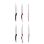 Lot de 6 couteaux en inox - 1, 5 x 23 x 2, 3 cm - taupe / gris / rouge - livraison gratuite