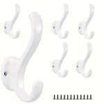 Lot de 6 crochets mural vintage m�tal double - antirouille facile � monter chapeaux manteaux serviettes ...