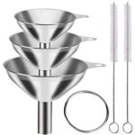 Lot de 6 entonnoirs en m�tal en acier inoxydable, grand et petit entonnoir, lot de 3, mini entonnoirs ...