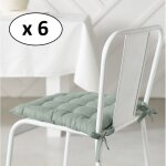 Lot de 6 galettes de chaises carr�e  essential  en coton matelass� - vert celadon - 38 x 38 cm - livraison ...