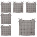 Atmosphera - lot de 6 galettes de chaise en coton gris 38 x 38 cm