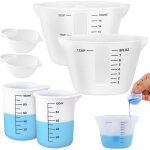 Lot de 6 gobelets doseurs en silicone - 500 ml / 250 ml / 100 ml / 100 ml - pichets r�utilisables avec ...