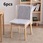 Lot de 6 housses de chaise en plastique pour salle � manger, imperm�ables en pvc transparent avec dossiers, ...