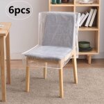 Lot de 6 housses de chaise en plastique pour salle � manger, imperm�ables en pvc transparent avec dossiers, ...